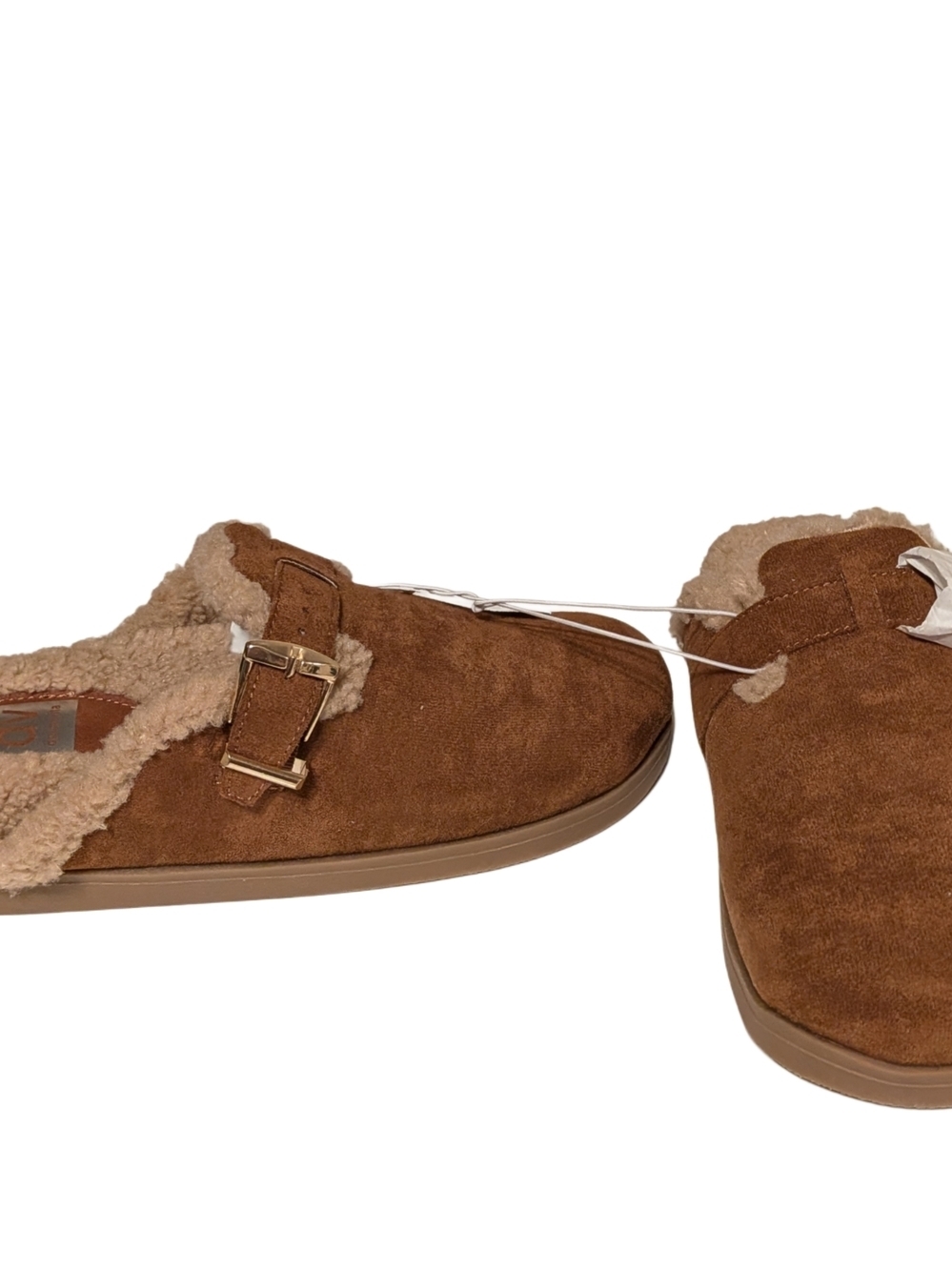 DV by Dolce Vita Chestnut Brown Faux-Suede Shearling Clog Mules - Picture 6 of 8